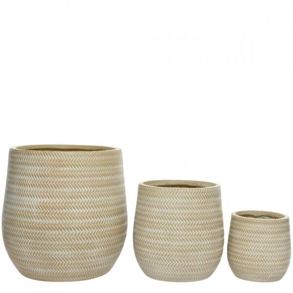 (R) Decoris bloempot Alex outdoor zandkleurig 44 cm set van 3