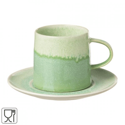J-Line Becher und Untertasse Noa Porzellan grün 200 ml