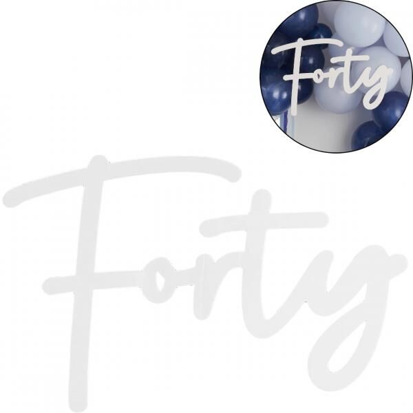 Ginger Ray Dekorationsbrett Vierzig weiß 70 cm