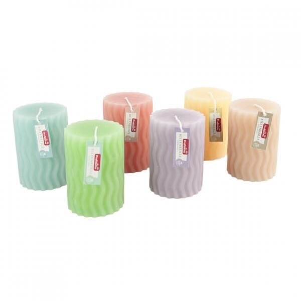 (R) Profissimo stumpfe Kerze mit Rillen grün 6,8 x 10 cm