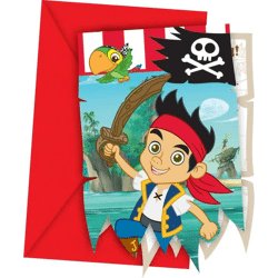 Jake Neverland - Captain Jake - 6 invitation cards with envelope