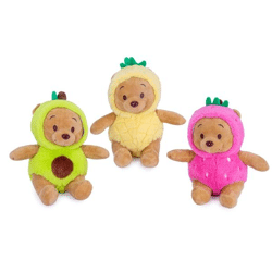 Bär Obst-Kostüm sitzend Plüschfigur - 3-fach sortiert - 20 cm