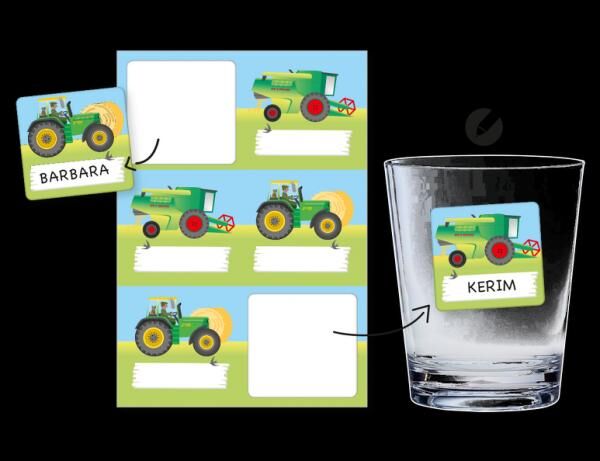 BAUERNHOF - 6 Namensaufkleber zum Beschriften