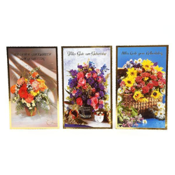 Postcard flowers birthday card - 20 assorted