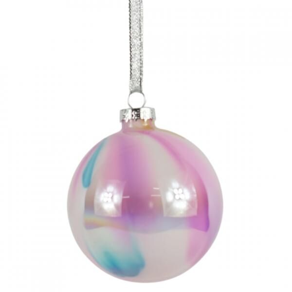 Wilko Weihnachtskugel rosa marmoriert 8 cm 6 Stück