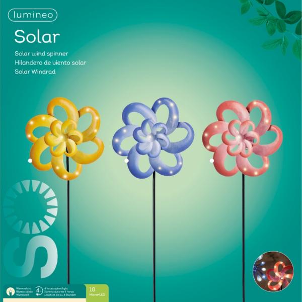 (R) Lumineo Garten Stick Solar LED 130 cm 3 assorti
