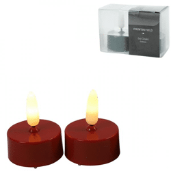 Countryfield LED Teelicht Elegance Flammeneffekt rot 5 cm 2er Set