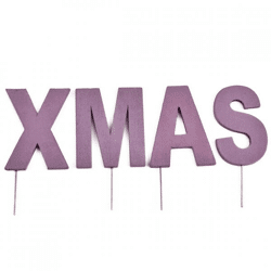 Decoratie Kerst letterstekers XMAS paars 8 cm