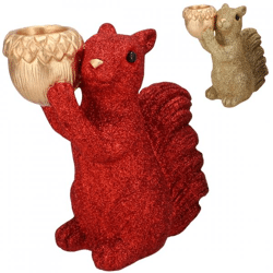 Schale Jingle Eichhörnchen stehend rot/gold 21 cm 2 Stück sortiert