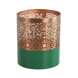 Countryfield tea light holder Mathilde green/copper 9 cm