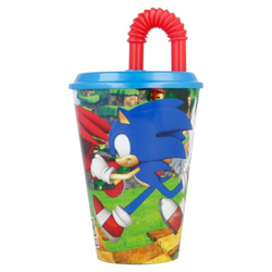 Sonic - Trinkbecher mit Deckel & Strohhalm 430ml