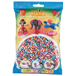 HAMA 201-90 - Perlenbeutel 3000 Stück Gestreifte Perlen 6 Versionen