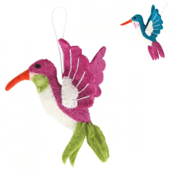 Decoratie hanger Kolibrie vilt 13 cm 2 assorti