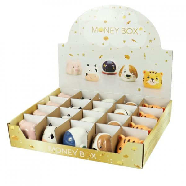 Money box 8 cm 5 assorted