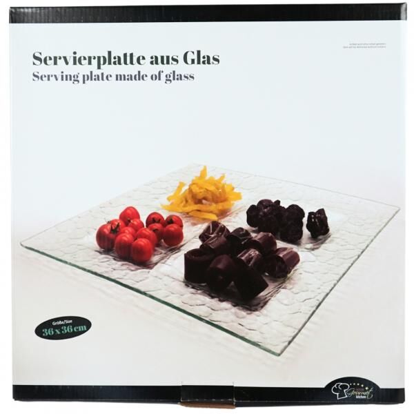 Noor Gourmet Servierplatte 4-eckig Glas 36 cm