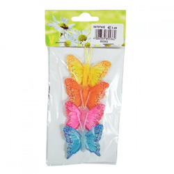 Decoration butterfly on wire 6 cm set of 4