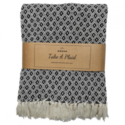 Take a Plaid 56 recycelte Baumwolle schwarz 130 x 180 cm