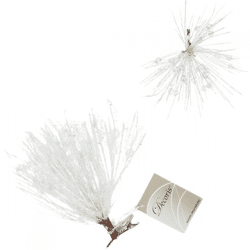 Tannenzweig auf Clip Glitter weiß 16 cm