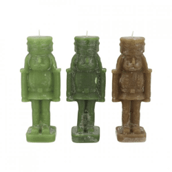 Kerze Frosty Nussknacker grün mix 4 x 12 cm 3 sortiert