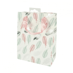 Gift bag Leaf white 16.5 x 10 x 21.5 cm