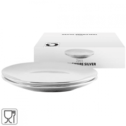 Vtwonen bord zilverkleurig 20 cm set van 2