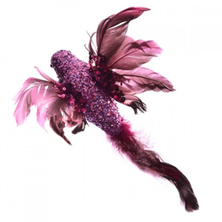 Decoratie vogel op clip roze 20 cm