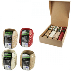 Horn cadeaulint kraft/wit/rood display 20 stuks