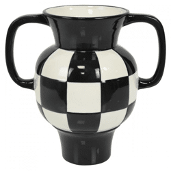 Housevitamin vaas kruik zwart/wit 22 cm