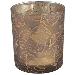 PTMD theelichthouder Magali glas bruin 10 cm