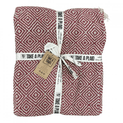 Take a Plaid 25 gerecycled katoen bordeaux 125 x 150 cm