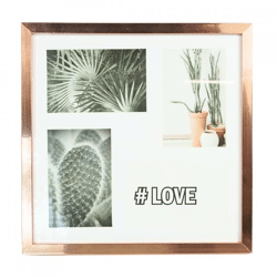 Photo frame 4 photos with passe partout copper colored 10 x 15 cm