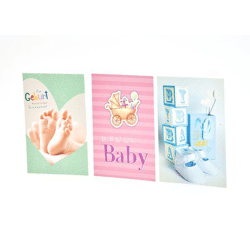 Ereigniskarte zur Geburt - 100 Stück - 3 Motive - 11,5 x 17,5 cm