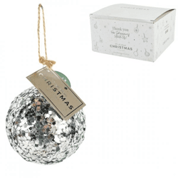 Weihnachtskugel verspiegelt silber 8 cm 4 Stk.