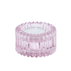 Housevitamin Kerzenhalter duo Ribb Glas rosa 8 cm