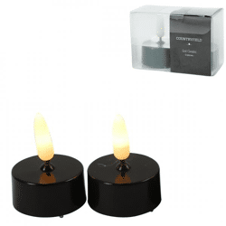 Countryfield LED theelicht Elegance vlameffect zwart 5 cm set van 2