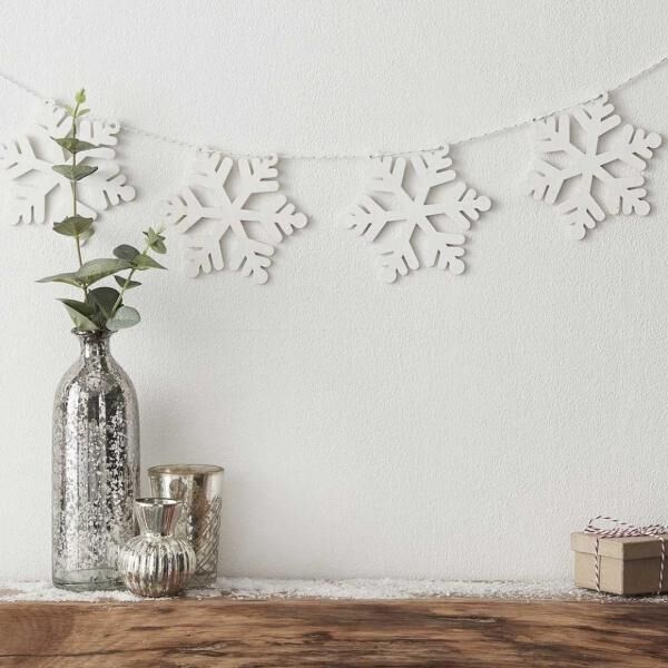 Ginger Ray Girlande Schneeflocke weiß 2 m