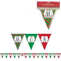 Flag line Merry Christmas green/red 3.8 m