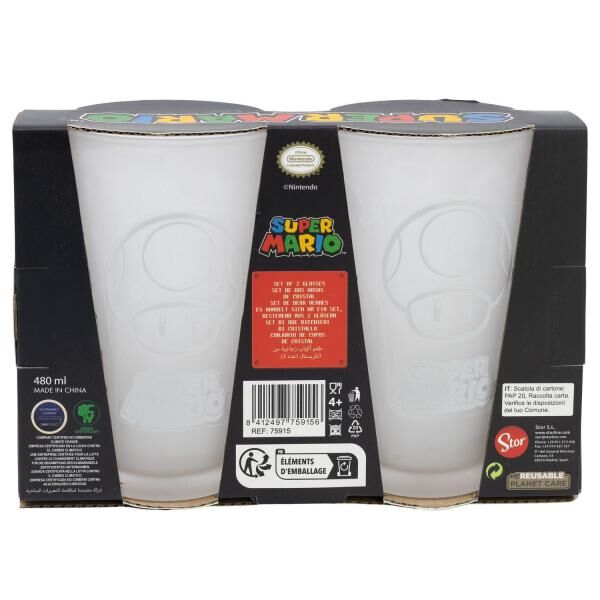 Super Mario - 2 St&uuml;ck Casual Gl&auml;ser-Set - 490 ml