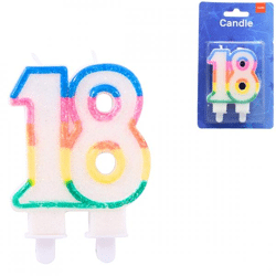 Folat cake candle glitter 18 years 9 cm