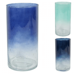 Vaas met kleurverloop glas blauw 20 cm 3 assorti