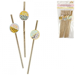 Straws Funky Leopard paper 20 cm 8 pcs.