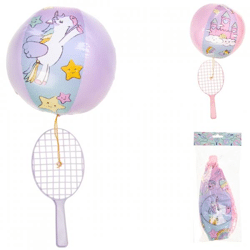 Tennis racket with ball on elastic unicorn 24 cm 2 assorti