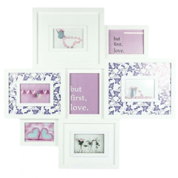 Photo frame collage 7 photos white 79 cm