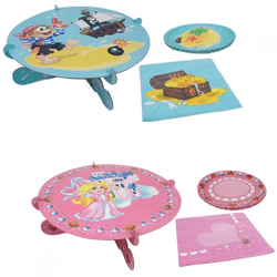 Party cake plate with 6 plates and 6 napkins 32 cm 2 assorted