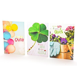 General greetings card - 100 pieces - 3 motifs - 11.5 x 17.5 cm