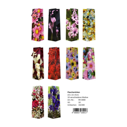 Bottle bags flowers - 100 pieces - 10 designs