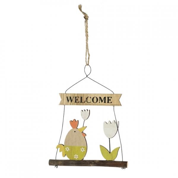 Pendant Welcome rooster tulip 17 cm