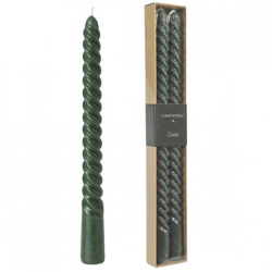 Countryfield dinerkaarsen Twirly groen 2 x 30 cm set van 2