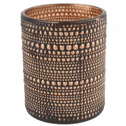 Countryfield theelichthouder Nelle L zwart/bronskleurig 12,5 cm