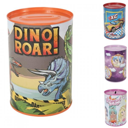 Savings tin 11.5 cm 4 assorted